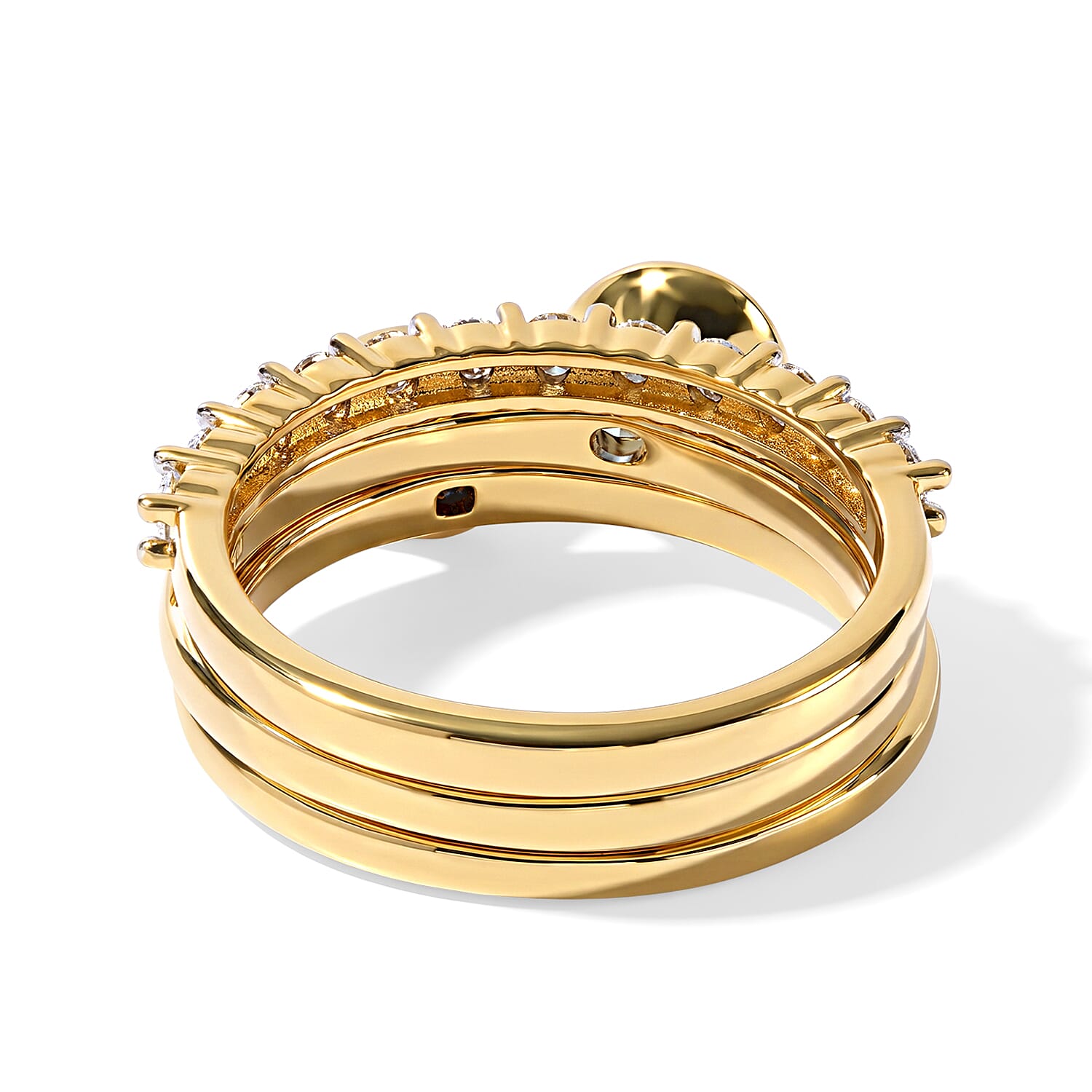 D'Joy Moissanite 1.65 ctw Set of 3 Stackable Ring in 18K Vermeil Yellow Gold Over Sterling Silver (Size 6.00)