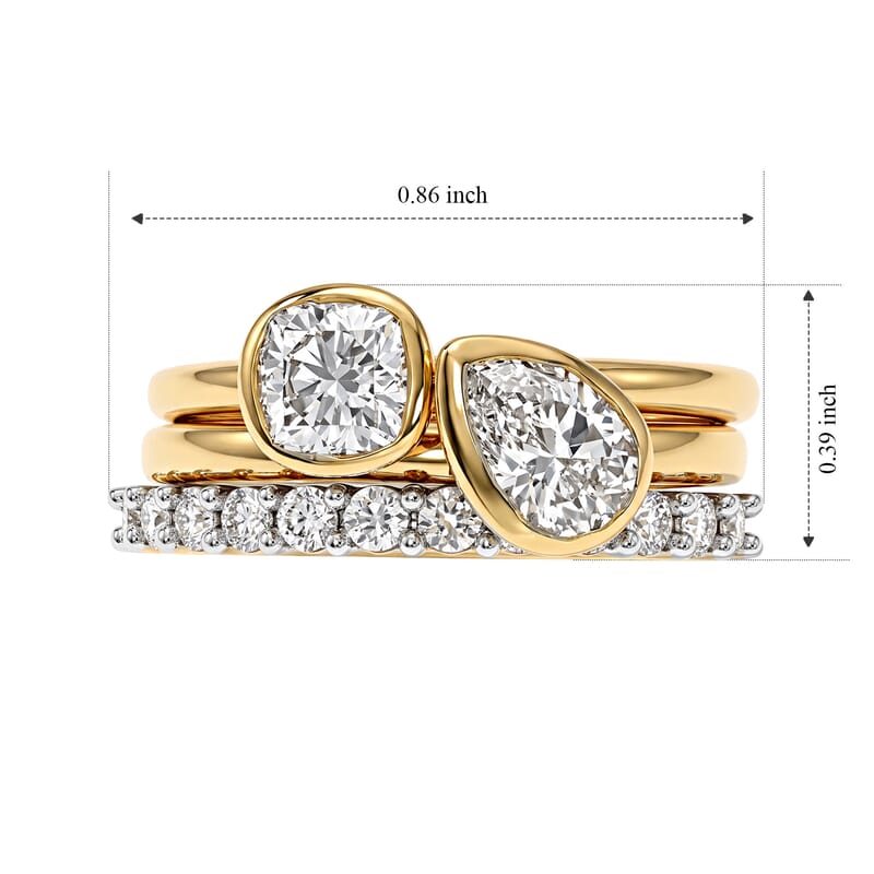 D'Joy Moissanite 1.65 ctw Set of 3 Stackable Ring in 18K Vermeil Yellow Gold Over Sterling Silver (Size 6.00)