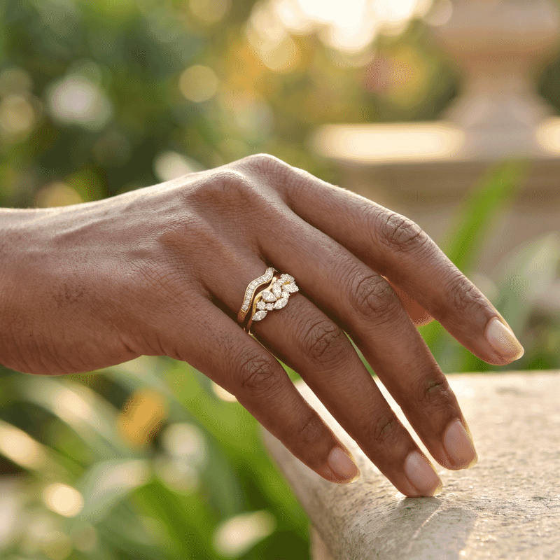 D'Joy Moissanite 1.50 ctw Set of 2 Stackable Ring in 18K Vermeil Yellow Gold Over Sterling Silver (Size 6.00)