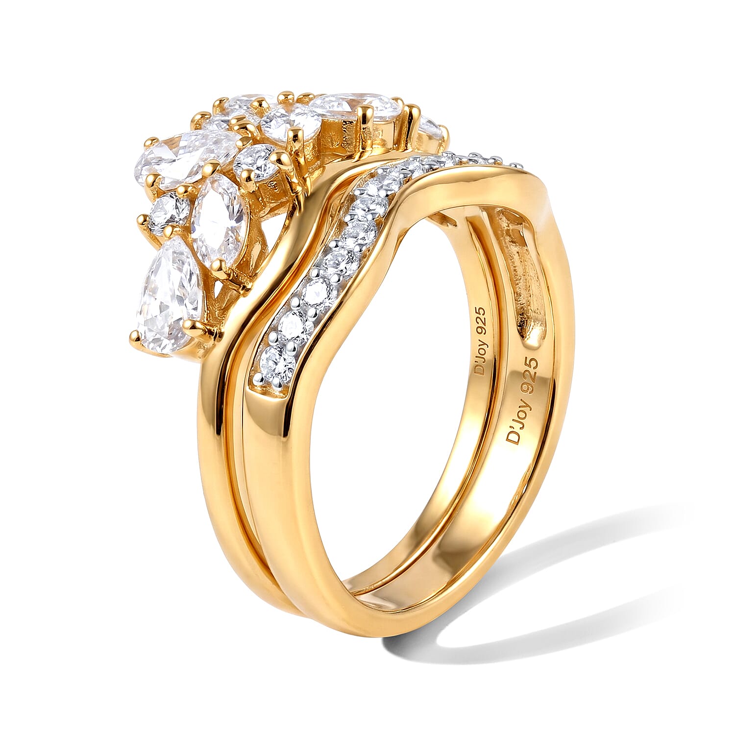 D'Joy Moissanite 1.50 ctw Set of 2 Stackable Ring in 18K Vermeil Yellow Gold Over Sterling Silver (Size 6.00)