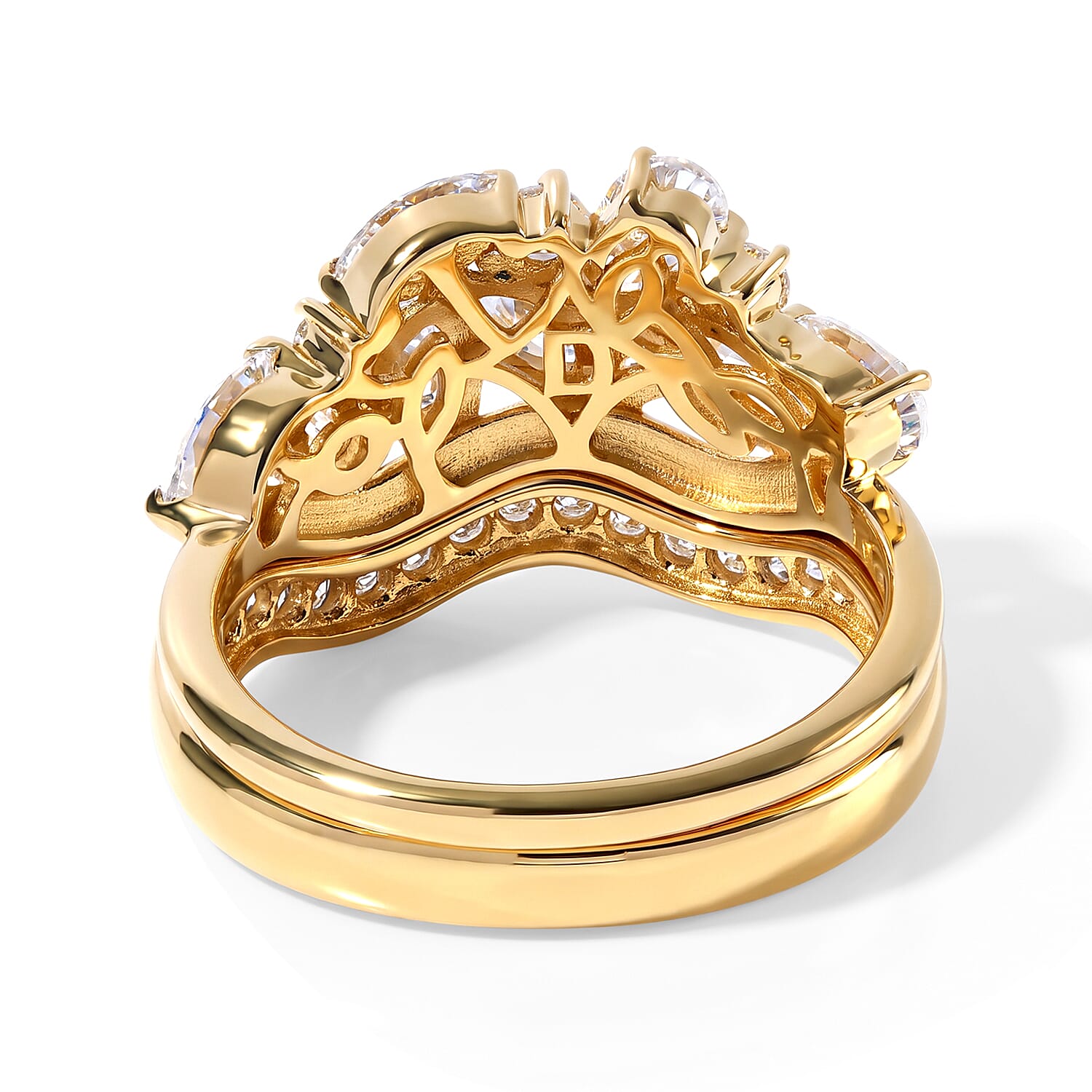 D'Joy Moissanite 1.50 ctw Set of 2 Stackable Ring in 18K Vermeil Yellow Gold Over Sterling Silver (Size 6.00)