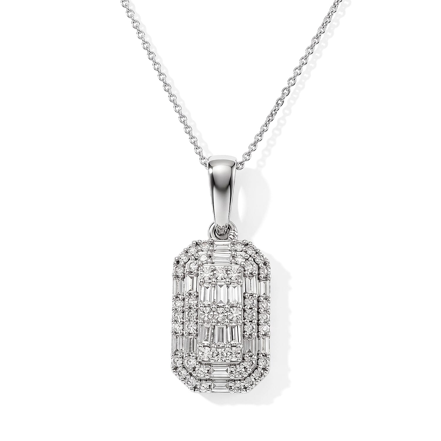 Luxuriant Lab Grown Diamond G-H SI 0.85 ctw Pendant Necklace in Rhodium Over Sterling Silver 20 Inches