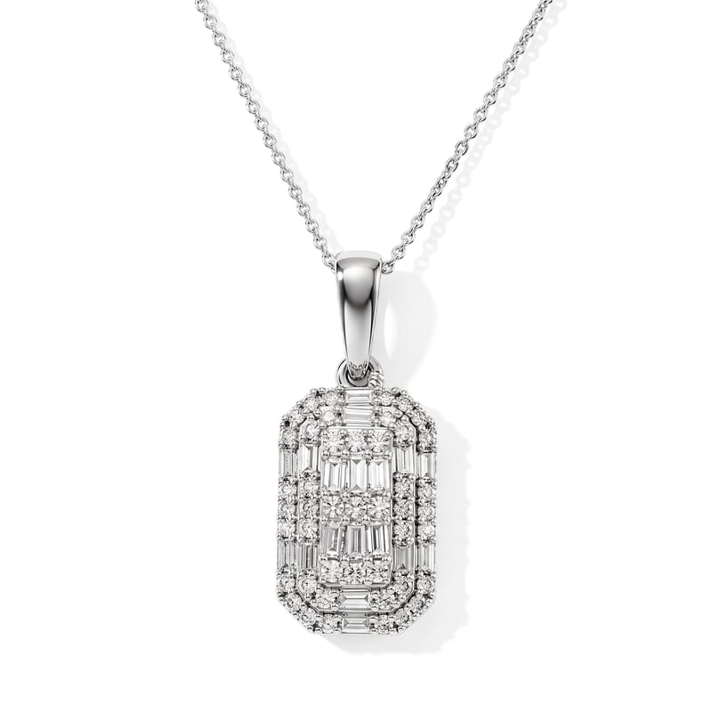 Luxuriant Lab Grown Diamond G-H SI 0.85 ctw Pendant Necklace in Rhodium Over Sterling Silver 20 Inches