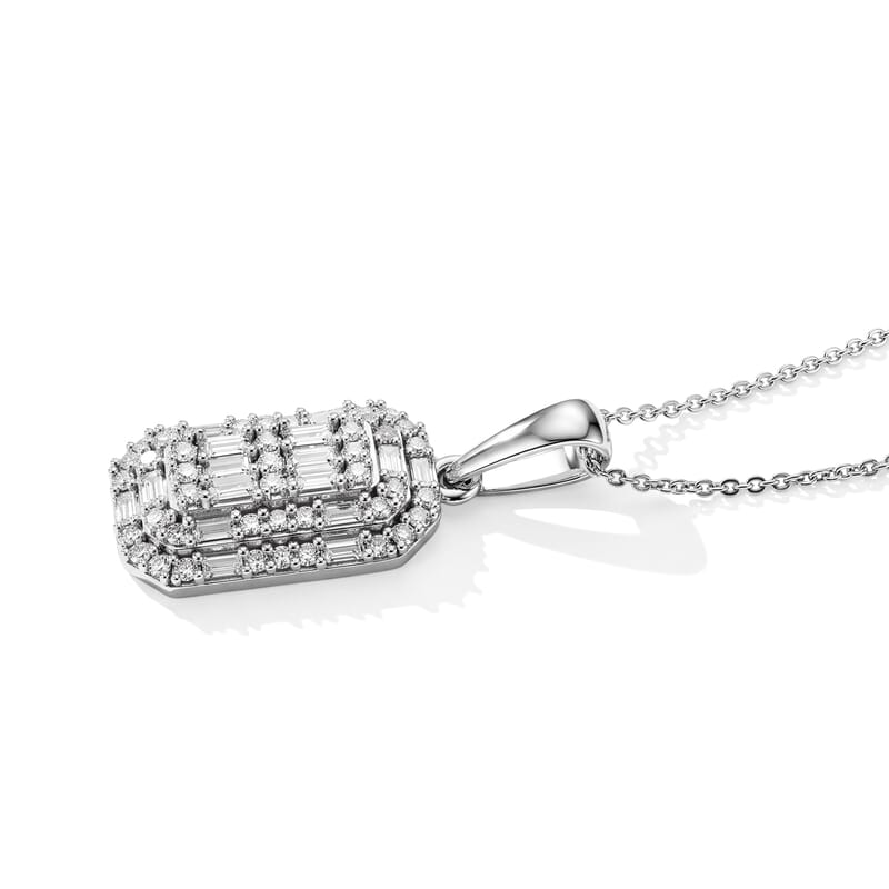 Luxuriant Lab Grown Diamond G-H SI 0.85 ctw Pendant Necklace in Rhodium Over Sterling Silver 20 Inches