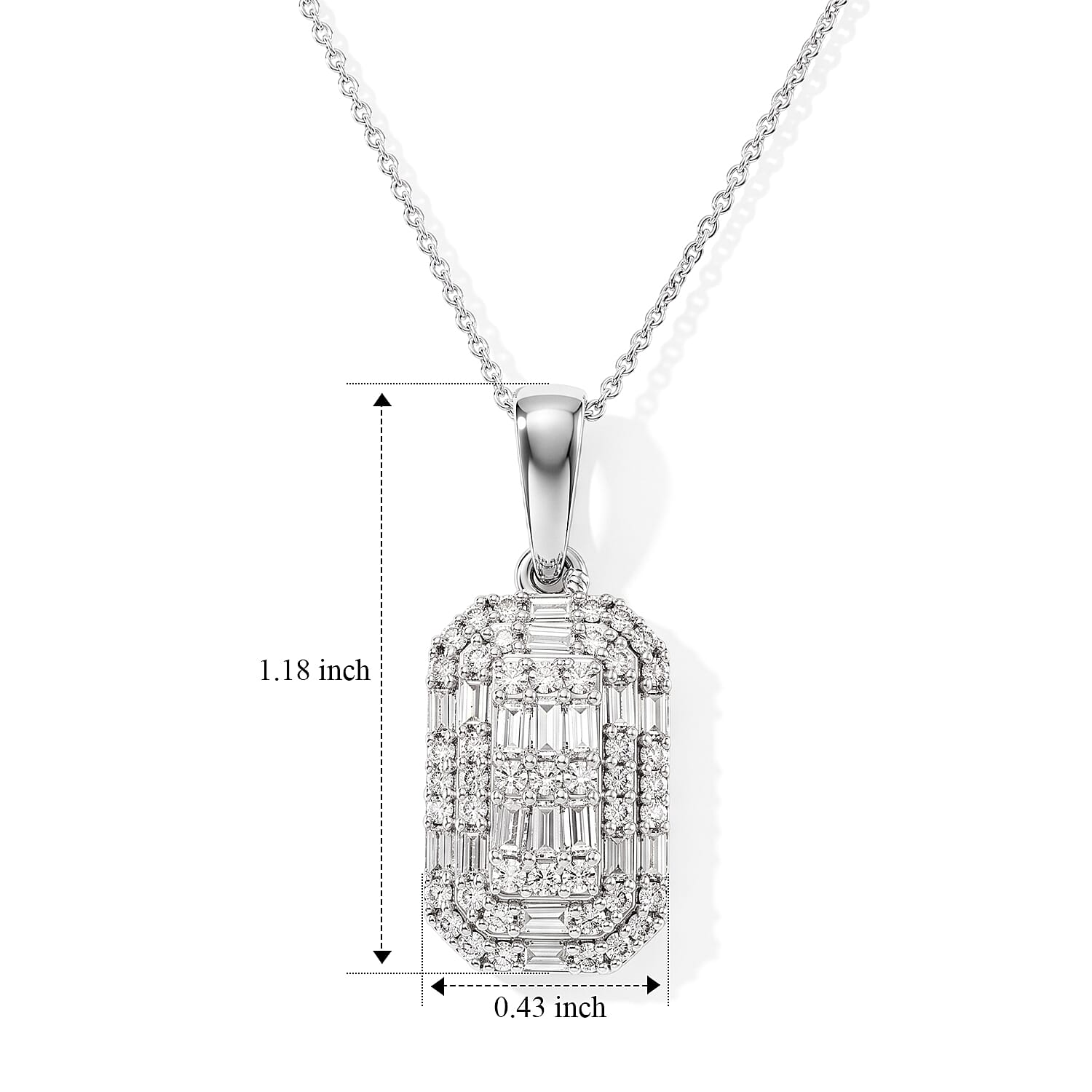 Luxuriant Lab Grown Diamond G-H SI 0.85 ctw Pendant Necklace in Rhodium Over Sterling Silver 20 Inches