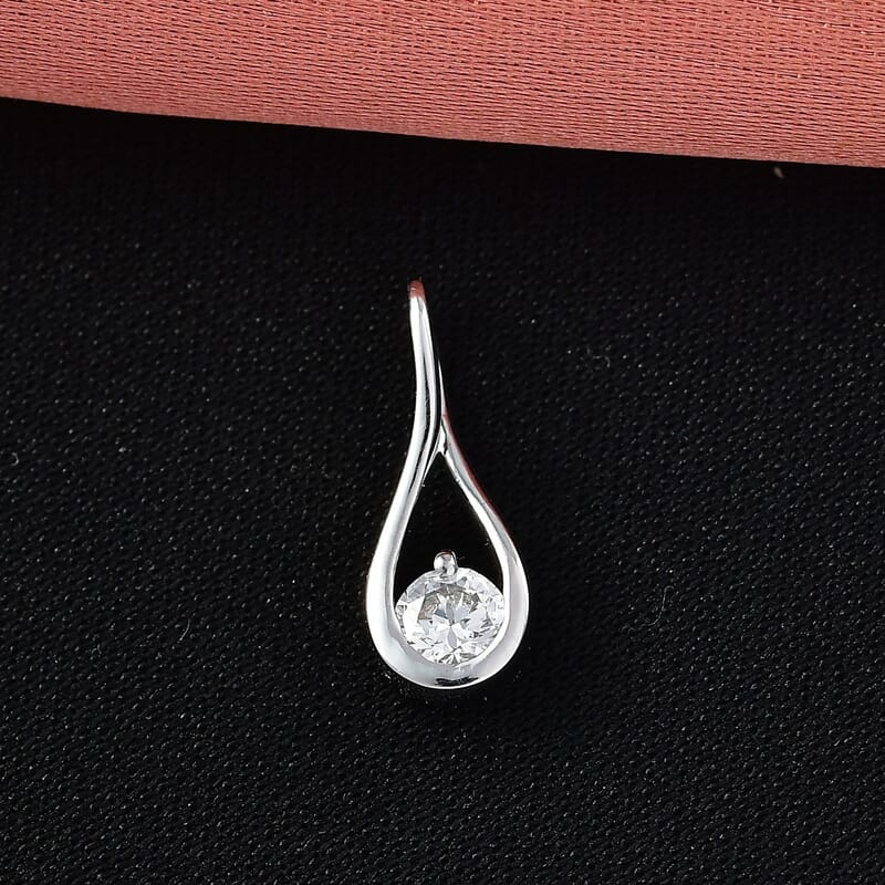 Luxuriant Lab Grown Diamond G-H SI 0.20 ctw Pendant Necklace in Rhodium Over Sterling Silver 20 Inches
