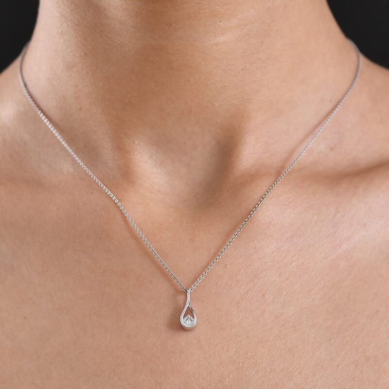 Luxuriant Lab Grown Diamond G-H SI 0.20 ctw Pendant Necklace in Rhodium Over Sterling Silver 20 Inches