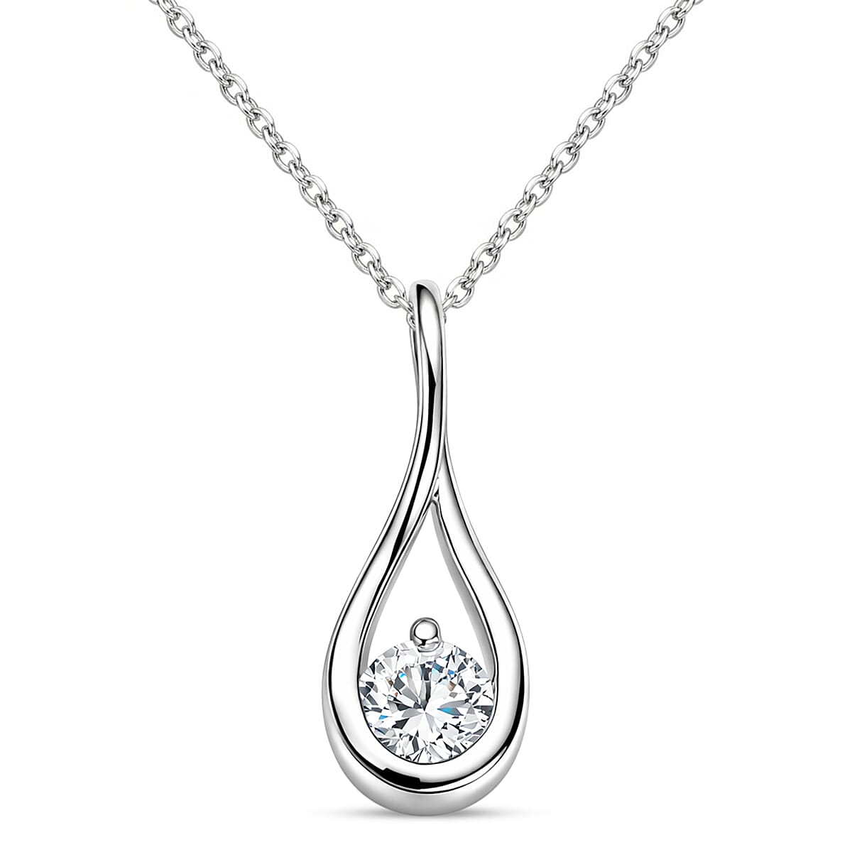 Luxuriant Lab Grown Diamond G-H SI 0.20 ctw Pendant Necklace in Rhodium Over Sterling Silver 20 Inches