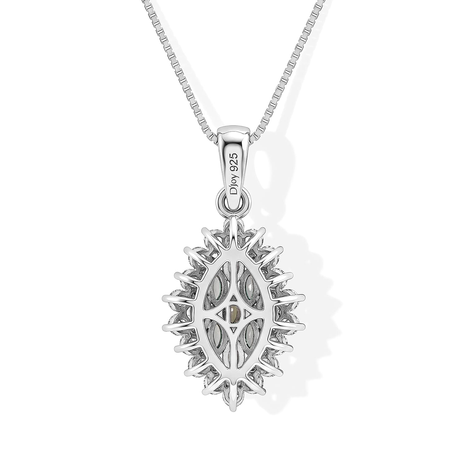 D'Joy Premium Green Sapphire and Moissanite 1.60 ctw Pendant Necklace in Rhodium Over Sterling Silver 20 Inches