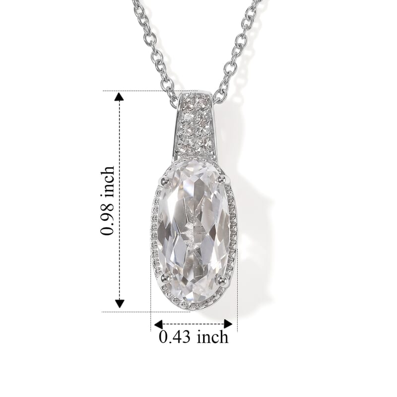 EverTrue Lab Created White Sapphire 7.00 ctw Colors of Light Pendant in Platinum Bond with Stainless Steel Necklace 20 Inches