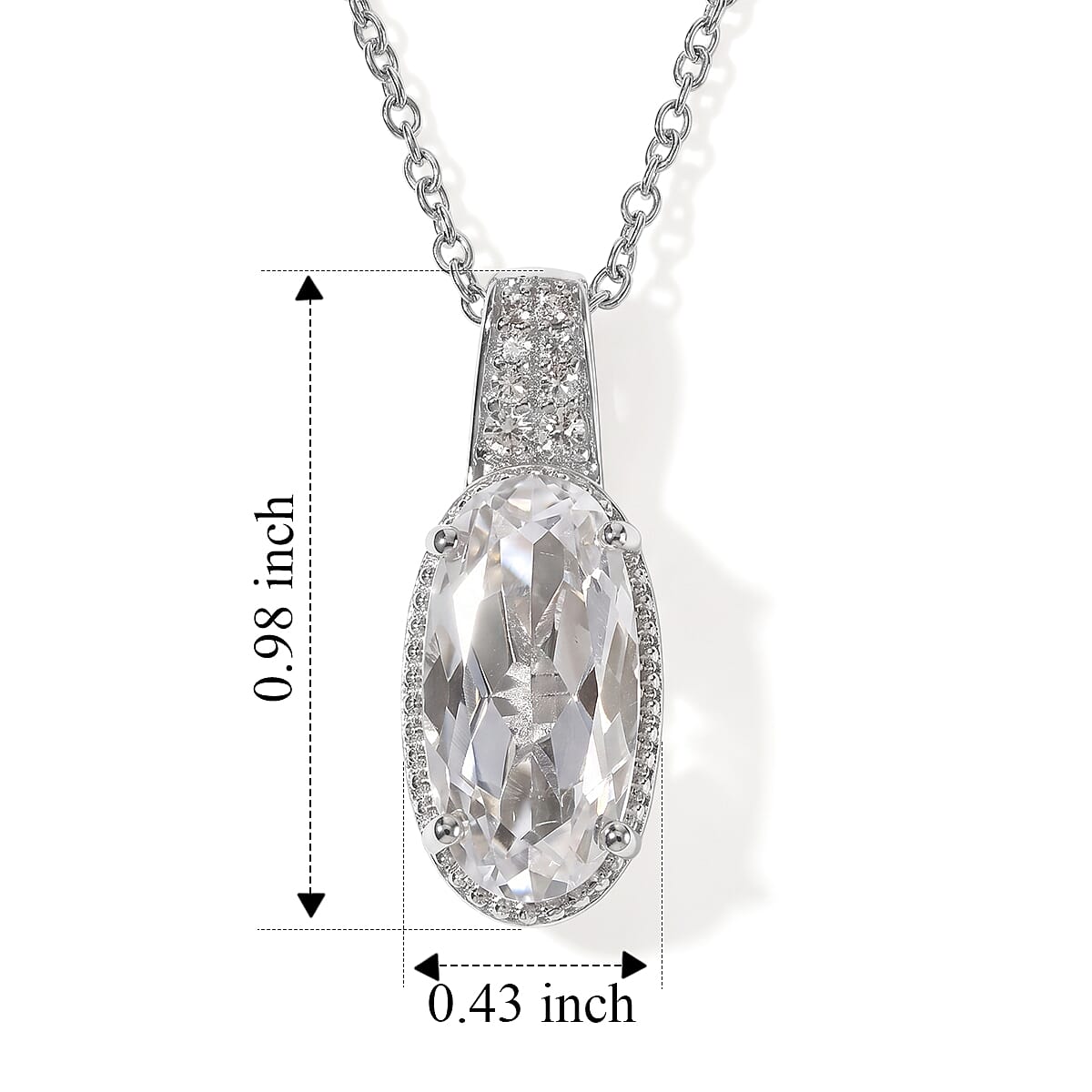 EverTrue Lab Created White Sapphire 7.00 ctw Colors of Light Pendant in Platinum Bond with Stainless Steel Necklace 20 Inches