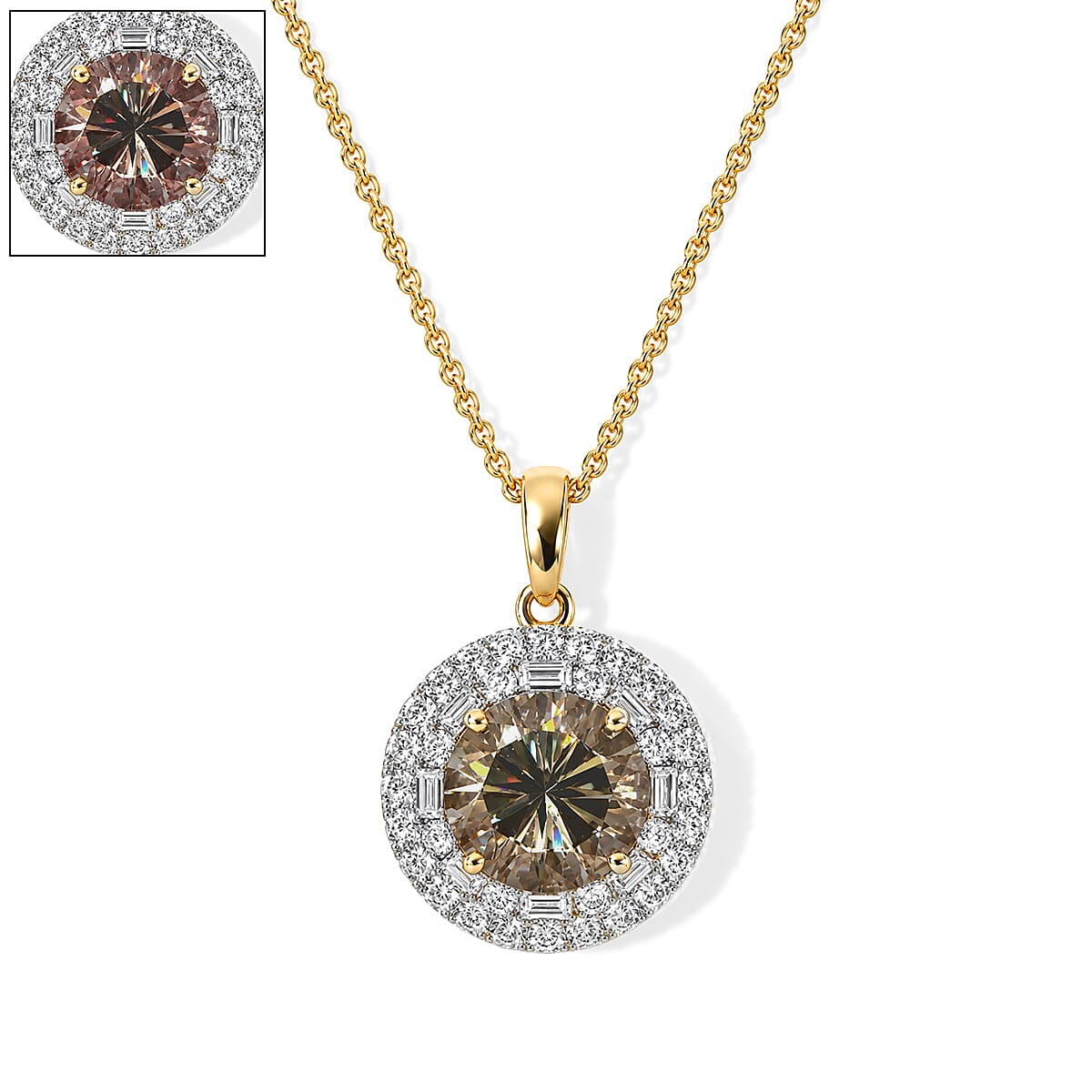 Certified & Appraised AAA Turkizite and Luxuriant Lab Grown Diamond G-H SI 5.40 ctw Pendant Necklace in 10K Yellow Gold 18 Inches