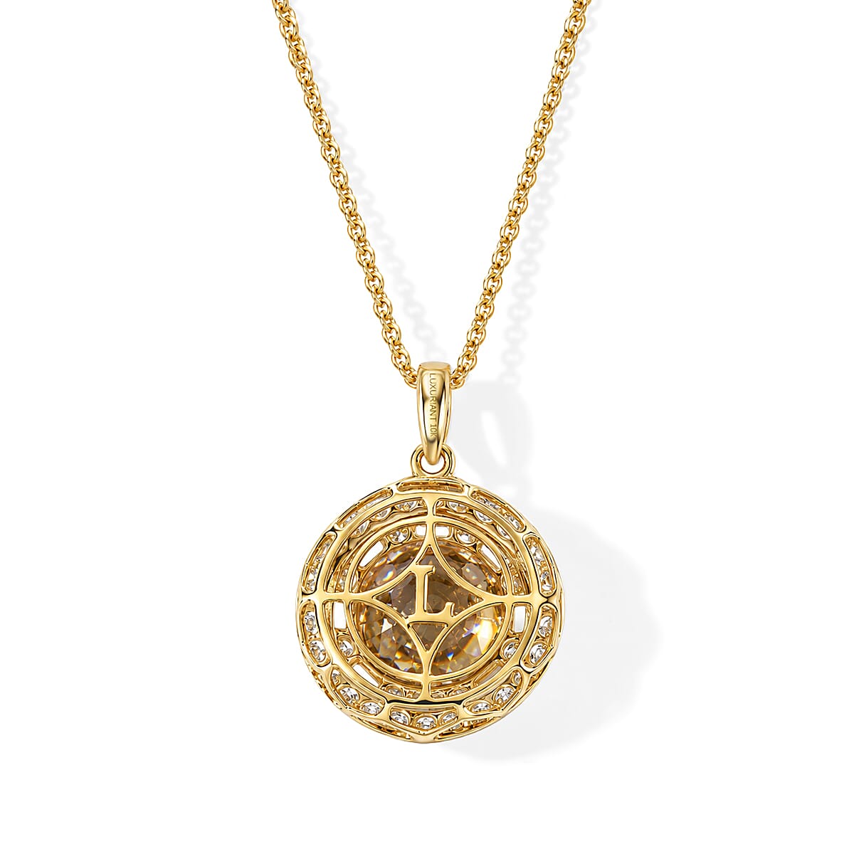 Certified & Appraised AAA Turkizite and Luxuriant Lab Grown Diamond G-H SI 5.40 ctw Pendant Necklace in 10K Yellow Gold 18 Inches
