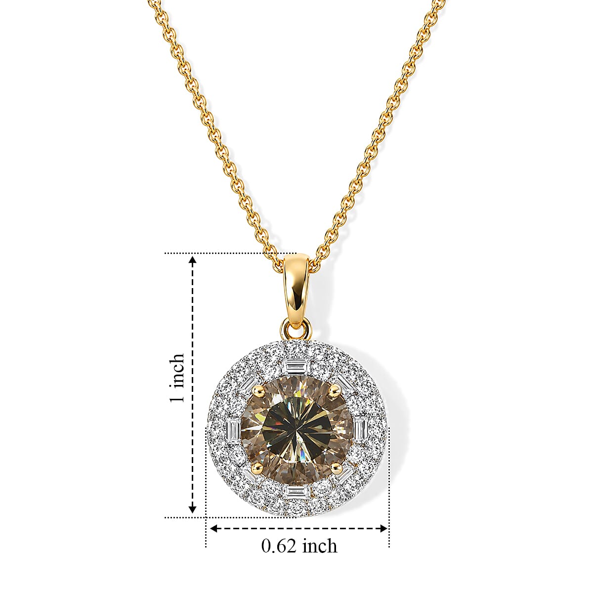 Certified & Appraised AAA Turkizite and Luxuriant Lab Grown Diamond G-H SI 5.40 ctw Pendant Necklace in 10K Yellow Gold 18 Inches