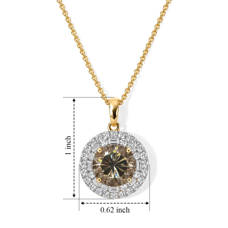 Certified & Appraised AAA Turkizite and Luxuriant Lab Grown Diamond G-H SI 5.40 ctw Pendant Necklace in 10K Yellow Gold 18 Inches