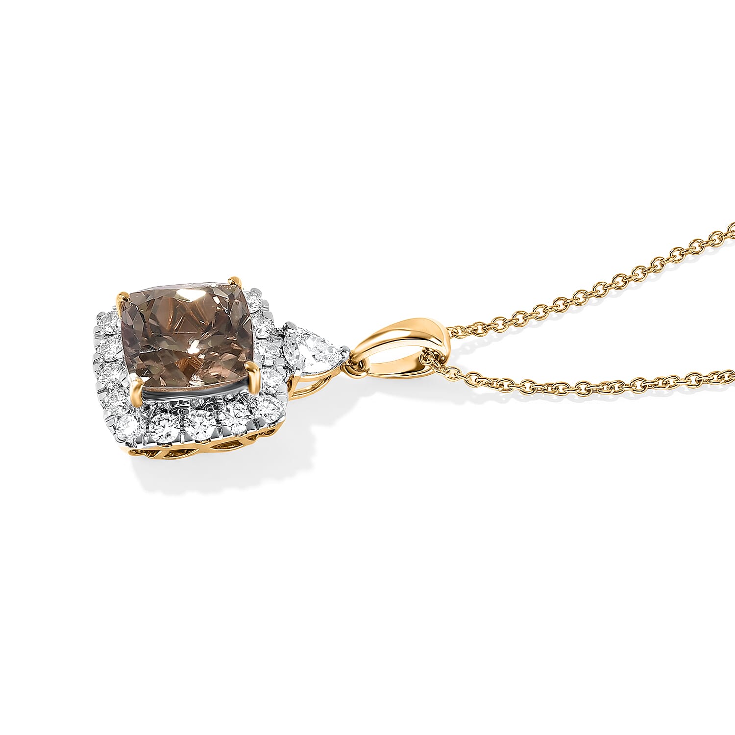 Certified and Appraised AAA Turkizite and Luxuriant Lab Grown Diamond G-H SI 5.05 ctw Pendant Necklace in 10K Yellow Gold (18 Inches)
