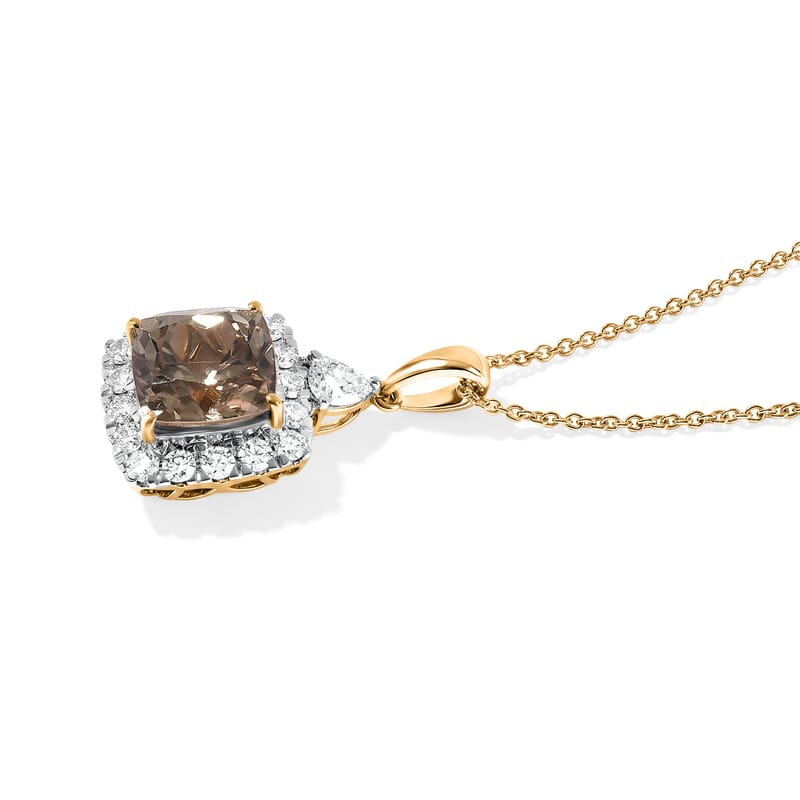Certified and Appraised AAA Turkizite and Luxuriant Lab Grown Diamond G-H SI 5.05 ctw Pendant Necklace in 10K Yellow Gold (18 Inches)