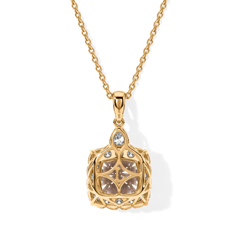 Certified and Appraised AAA Turkizite and Luxuriant Lab Grown Diamond G-H SI 5.05 ctw Pendant Necklace in 10K Yellow Gold (18 Inches)