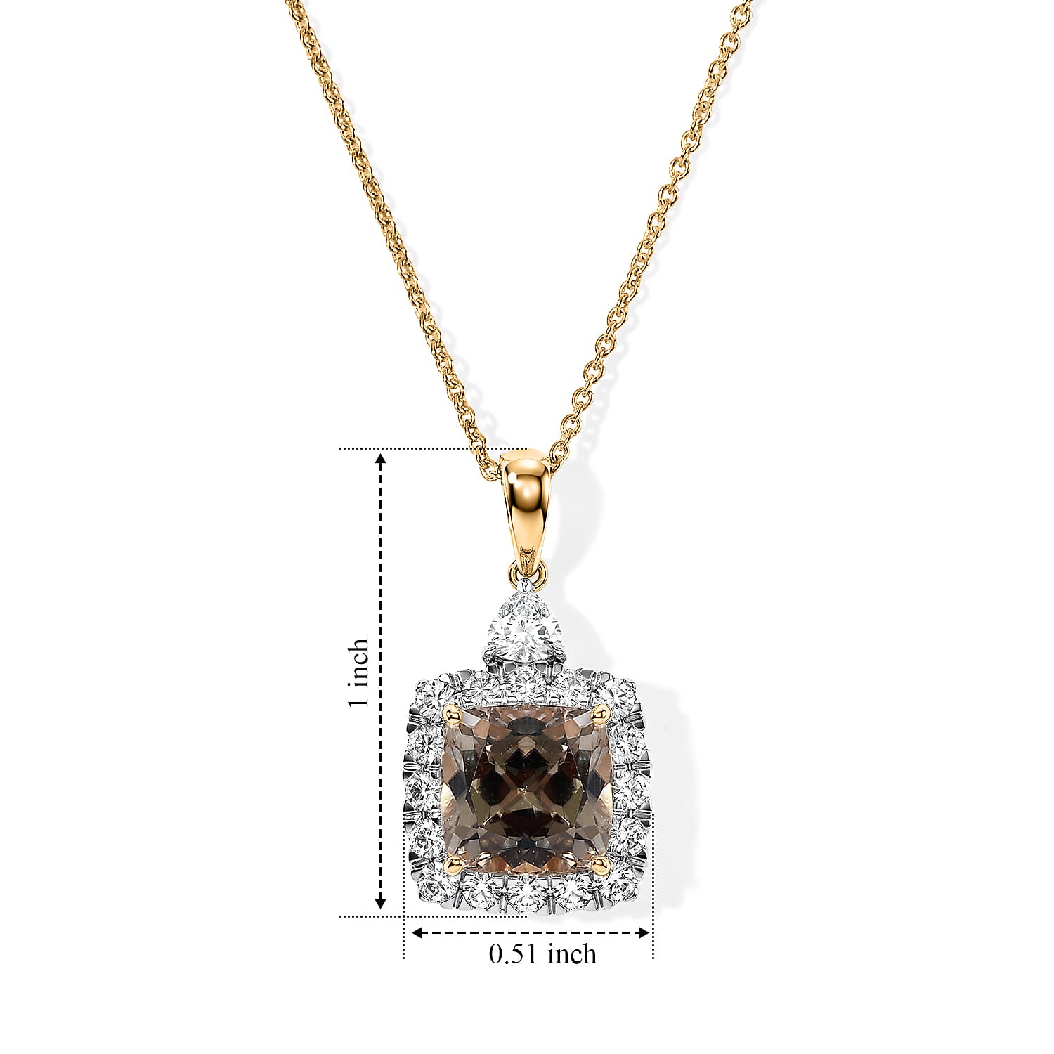 Certified and Appraised AAA Turkizite and Luxuriant Lab Grown Diamond G-H SI 5.05 ctw Pendant Necklace in 10K Yellow Gold (18 Inches)