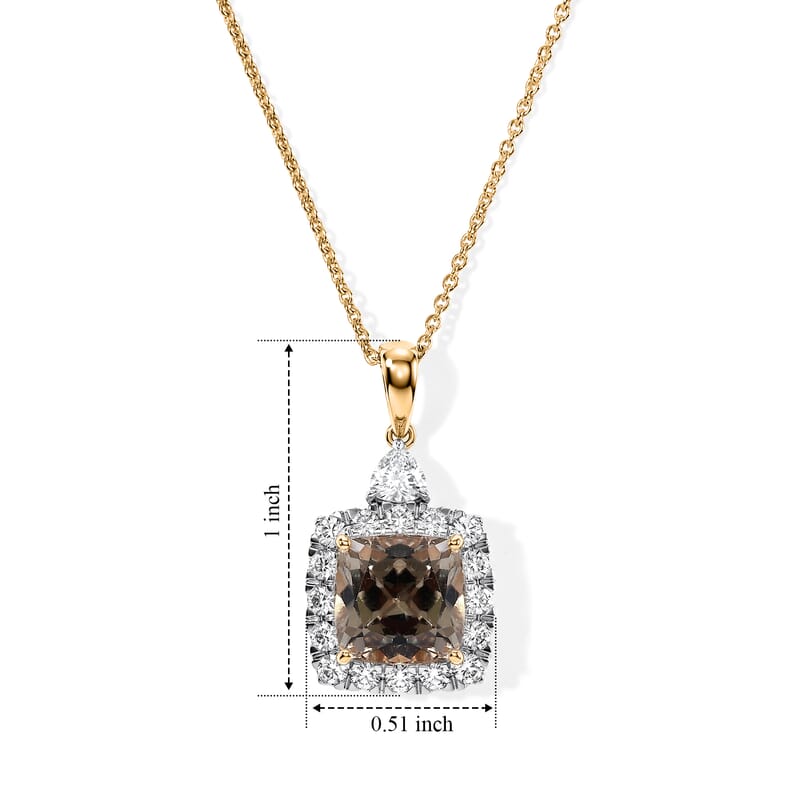 Certified and Appraised AAA Turkizite and Luxuriant Lab Grown Diamond G-H SI 5.05 ctw Pendant Necklace in 10K Yellow Gold (18 Inches)