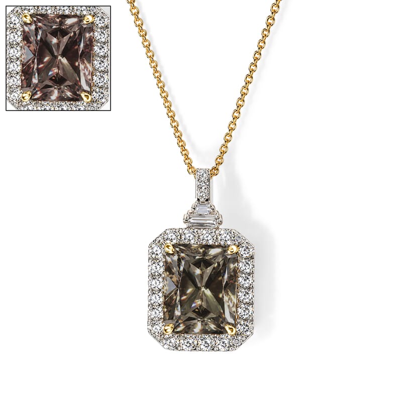 Certified and Appraised AAA Turkizite and Luxuriant Lab Grown Diamond G-H SI 6.50 ctw Pendant Necklace in 10K Yellow Gold (18 Inches)