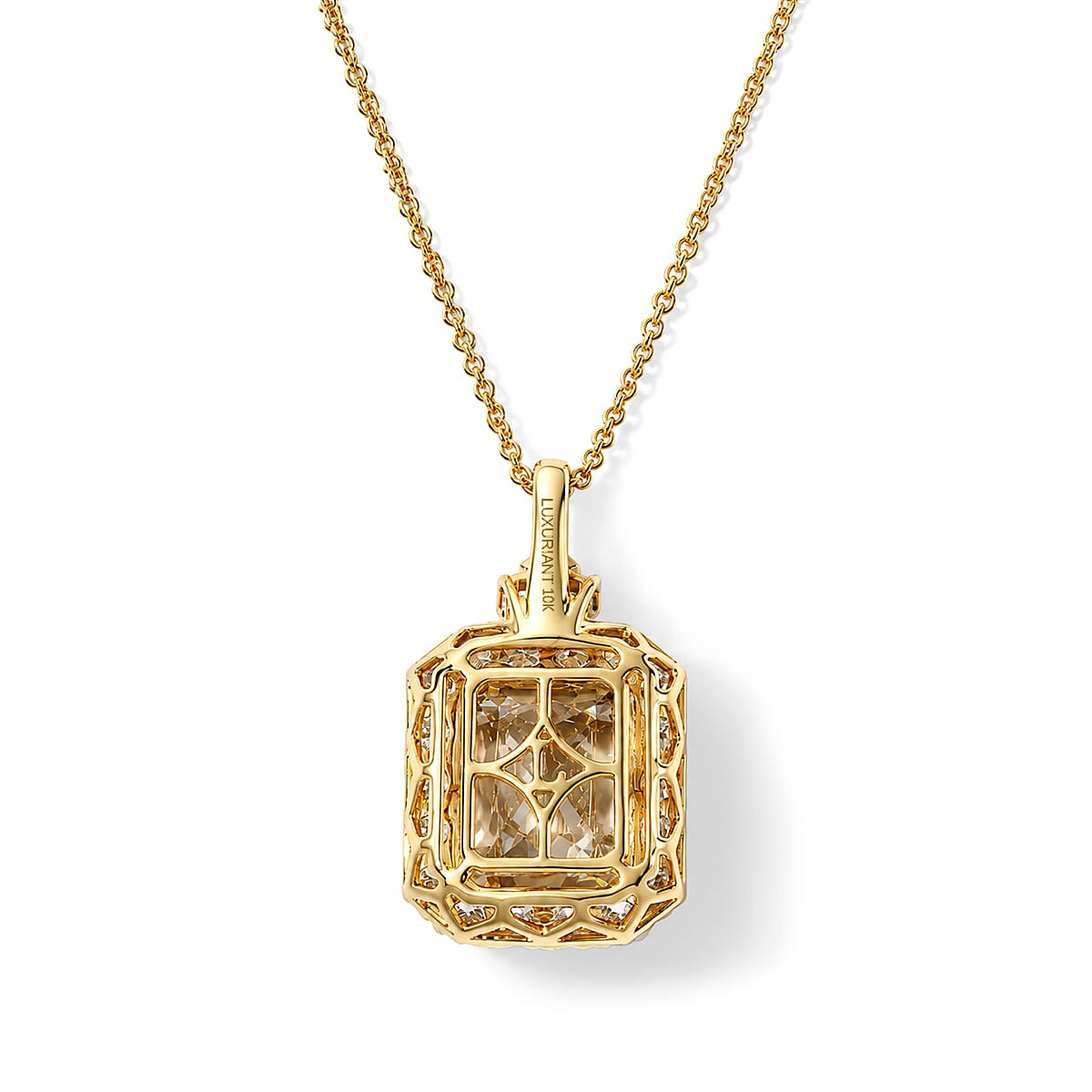 Certified and Appraised AAA Turkizite and Luxuriant Lab Grown Diamond G-H SI 6.50 ctw Pendant Necklace in 10K Yellow Gold (18 Inches)