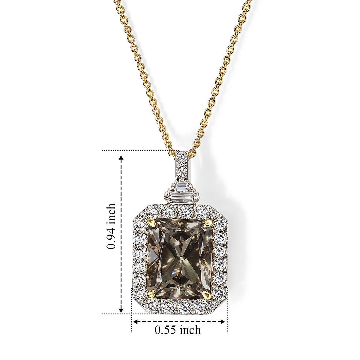 Certified and Appraised AAA Turkizite and Luxuriant Lab Grown Diamond G-H SI 6.50 ctw Pendant Necklace in 10K Yellow Gold (18 Inches)