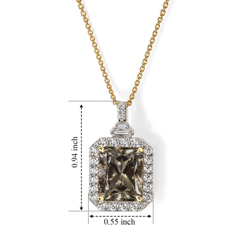 Certified and Appraised AAA Turkizite and Luxuriant Lab Grown Diamond G-H SI 6.50 ctw Pendant Necklace in 10K Yellow Gold (18 Inches)