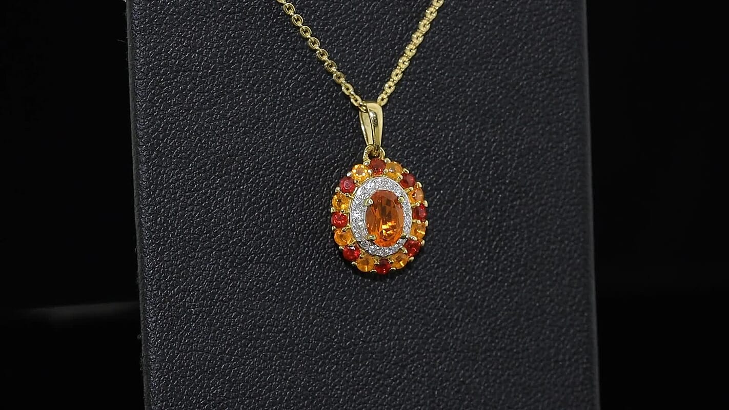 D''Joy AAA Crimson Fire Opal, Multi Gemstone Pendant Necklace (20 Inches) in 18K Vermeil YG Over Sterling Silver 0.65 ctw