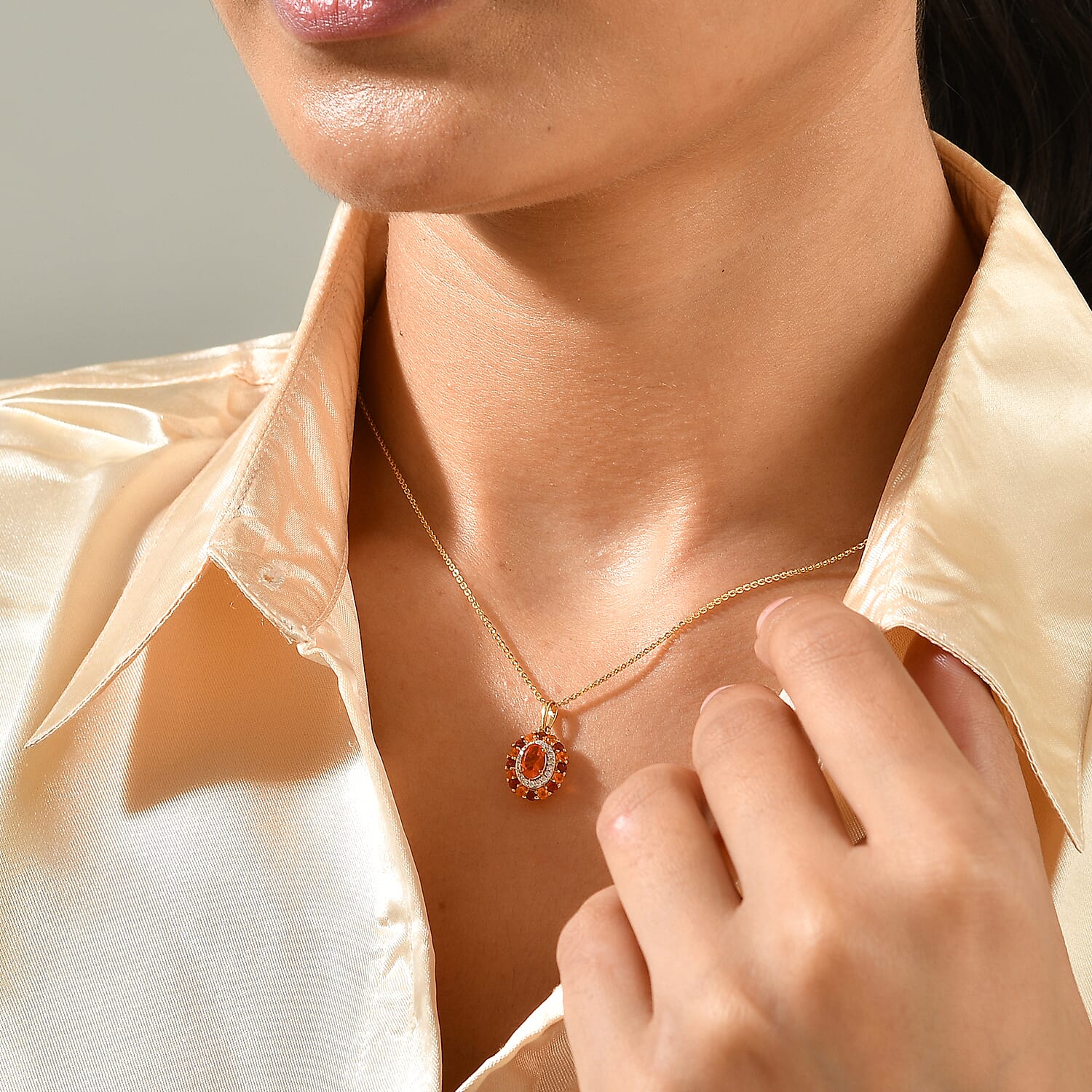 D'Joy AAA Crimson Fire Opal and Multi Gemstone 0.65 ctw Firelight Solar Flare Pendant Necklace in 18K Vermeil Yellow Gold Over Sterling Silver 20 Inches