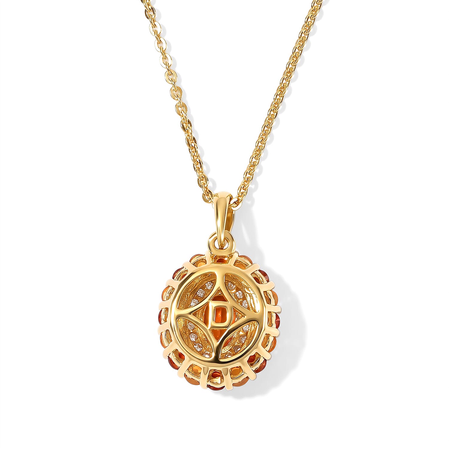 D'Joy AAA Crimson Fire Opal and Multi Gemstone 0.65 ctw Firelight Solar Flare Pendant Necklace in 18K Vermeil Yellow Gold Over Sterling Silver 20 Inches