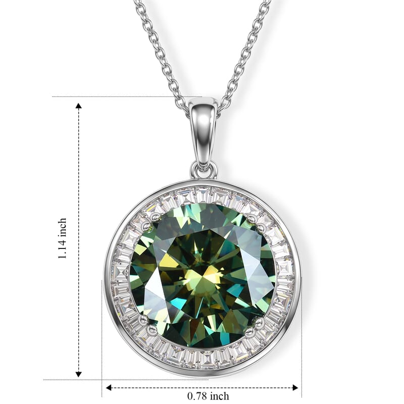 Certified and Appraised D'Joy Green and White Moissanite 10.80 ctw Pendant Necklace in Rhodium Over Sterling Silver (18 Inches)