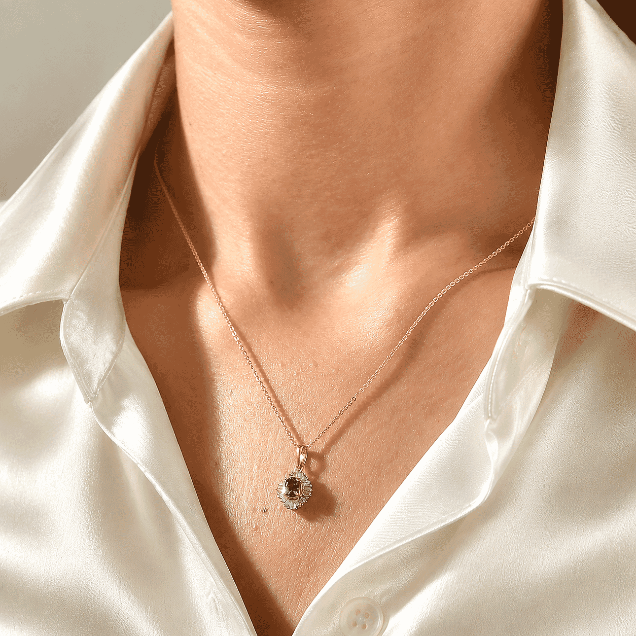 D'Joy Montana Sapphire and Diamond 0.65 ctw Summit Sunburst Pendant Necklace in 18K Vermeil Yellow Gold Over Sterling Silver 20 Inches