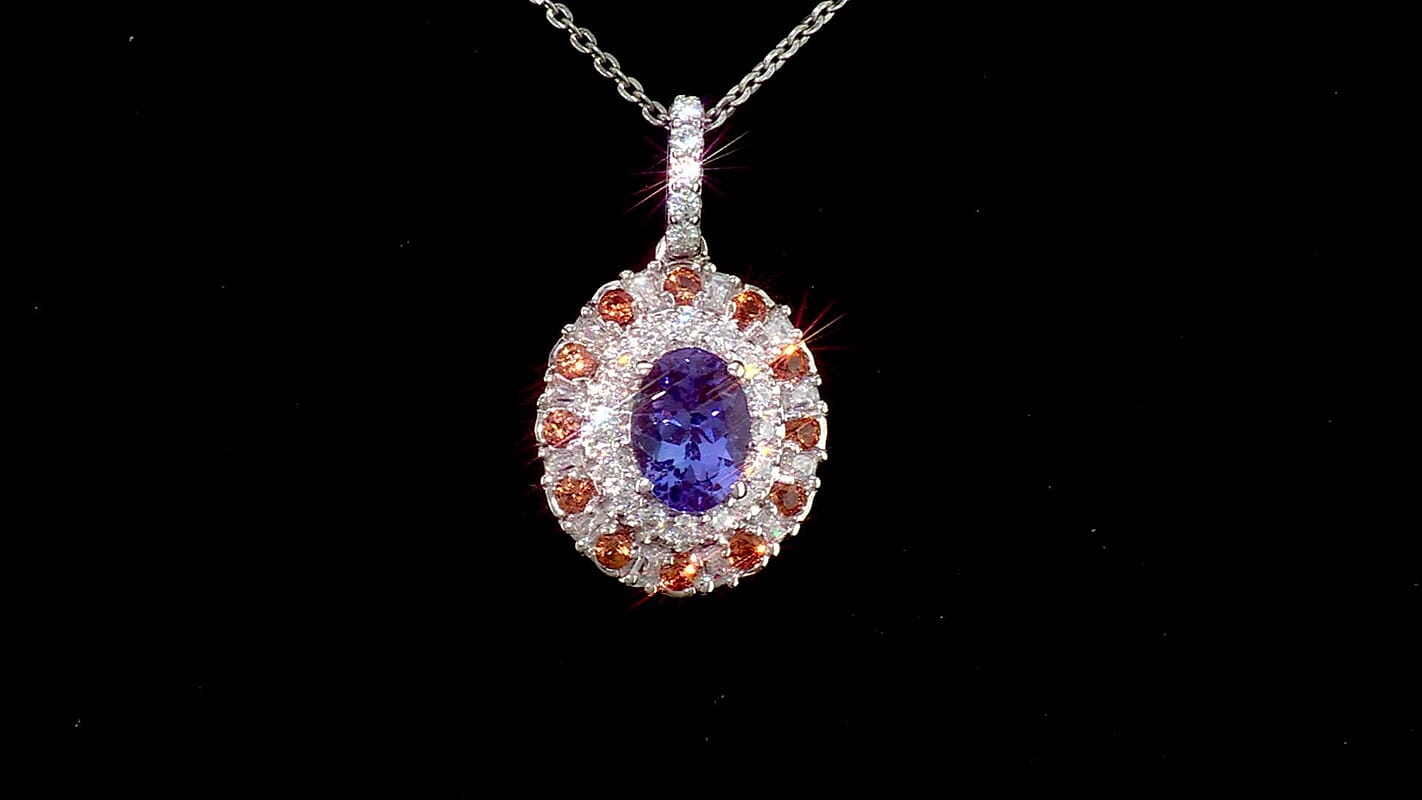 Certified & Appraised D''Joy Premium Tanzanite, Multi Gemstone Pendant Necklace (18 Inches) in Rhodium Over Sterling Silver 2.00 ctw
