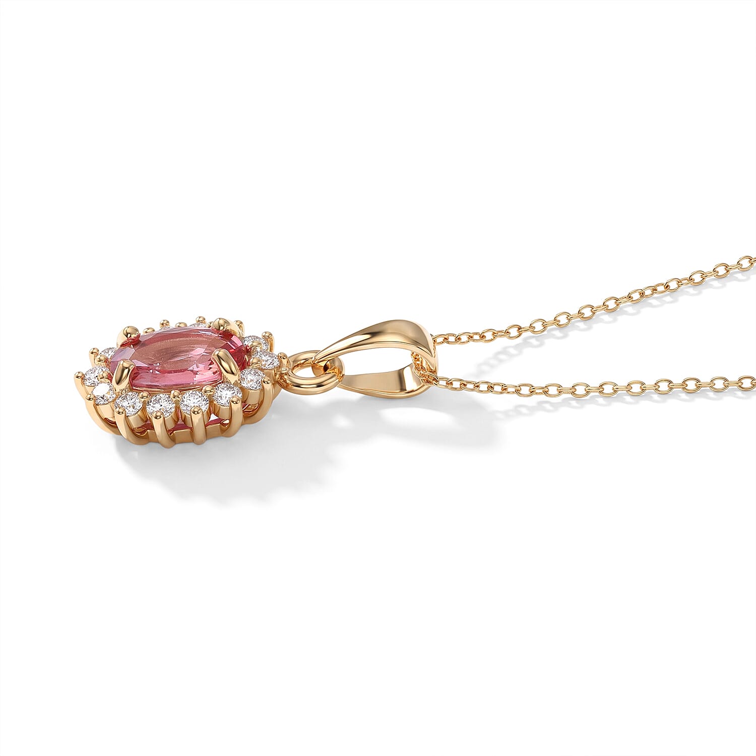 Luxoro AAA Padparadscha Sapphire (BT) and Diamond I2 1.30 ctw Pendant Necklace in 14K Yellow Gold 18 Inches