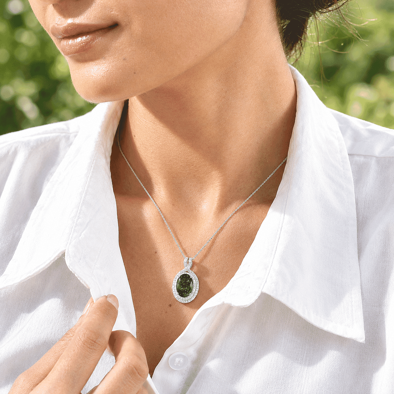 D'Joy Premium London Blue Topaz and Moissanite 7.40 ctw Pendant Necklace in Rhodium Over Sterling Silver 20 Inches