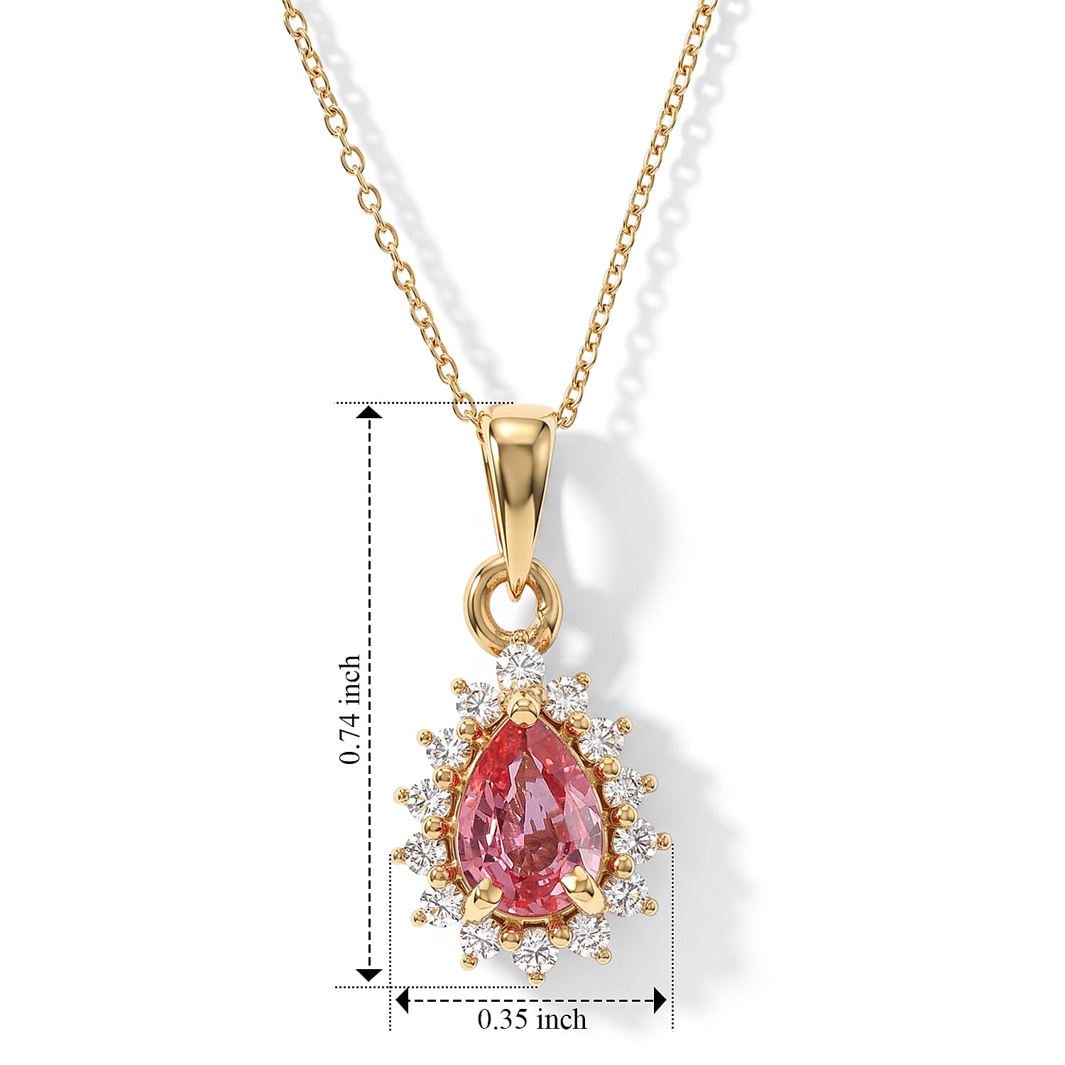 Luxoro AAA Padparascha Sapphire and Diamond I2 1.30 ctw Pendant Necklace in 14K Yellow Gold 20 Inches