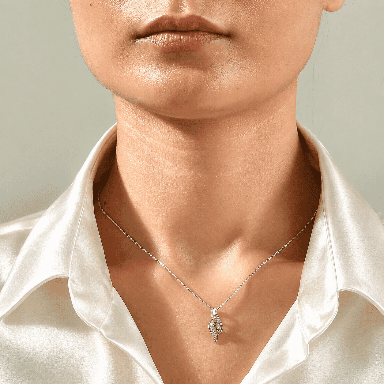 D'Joy Montana Sapphire and White Zircon 0.40 ctw Pendant Necklace in Rhodium Over Sterling Silver 20 Inches