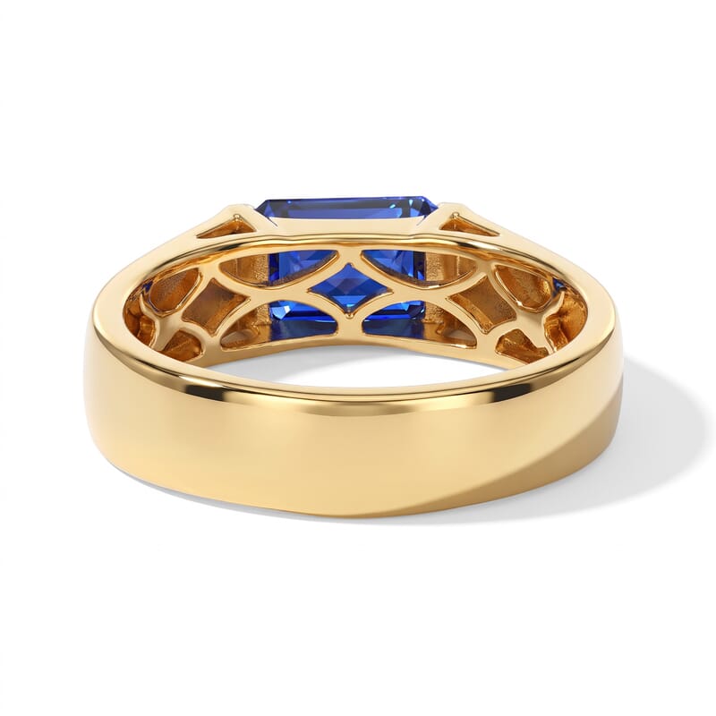 D'Joy Premium Masoala Sapphire (D) and Multi Gemstone 3.60 ctw Set of 3 Ring in 18K Vermeil Yellow Gold Over Sterling Silver
