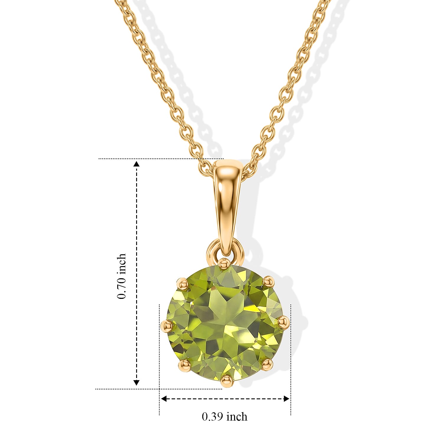 D'Joy Premium Hebei Peridot and Moissanite 3.00 ctw Pendant Necklace in 18K Vermeil Yellow Gold Over Sterling Silver 20 Inches