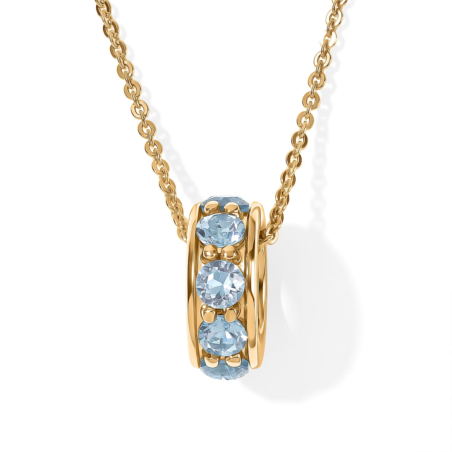 D''Joy Premium Sky Blue Topaz 1.30 ctw Pendant Necklace in 18K Vermeil Yellow Gold Over Sterling Silver 20 Inches