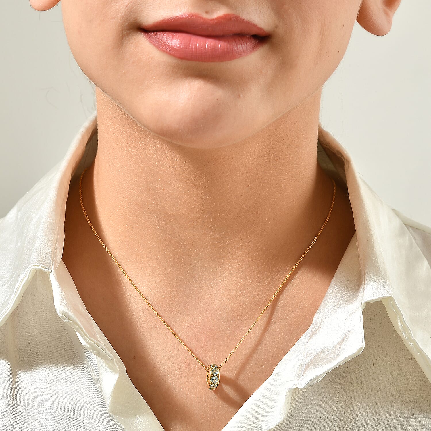 D'Joy Premium Sky Blue Topaz 1.30 ctw Pendant Necklace in 18K Vermeil Yellow Gold Over Sterling Silver 20 Inches