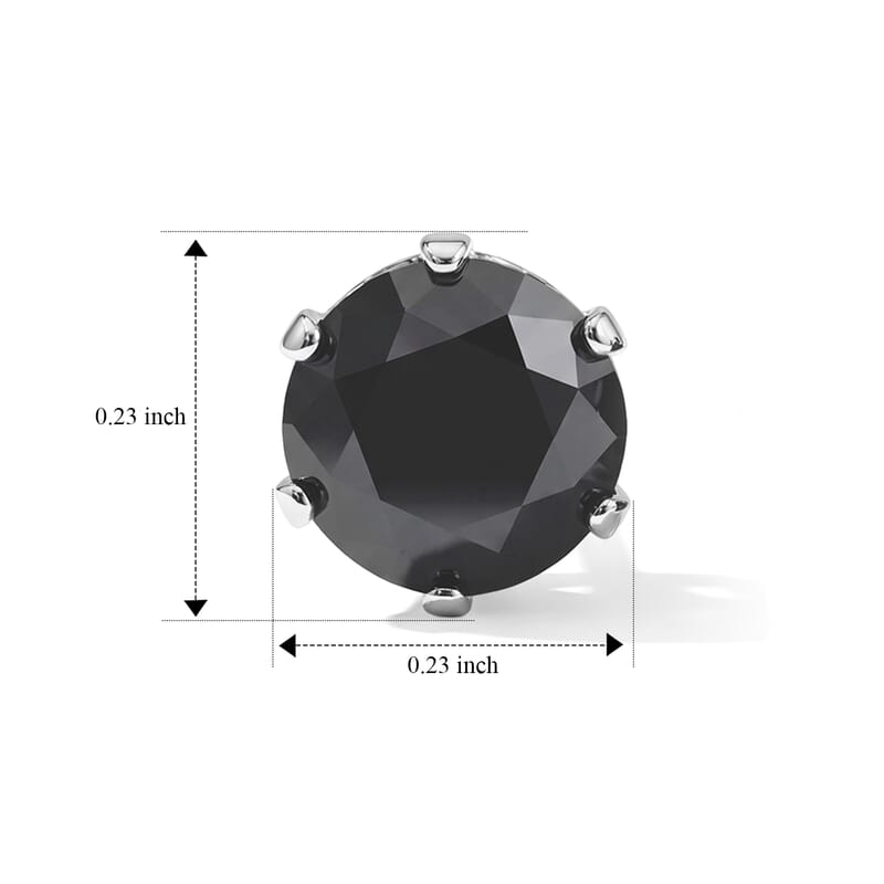 Simulated White and Black Diamond 5.72 ctw Set of 2 Stud Earrings in Stainless Steel