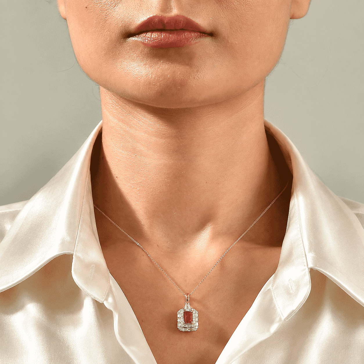 Certified and Appraised D'Joy Premium Crimson Fire Opal and Moissanite 1.57 ctw Pendant Necklace (18 Inches) in 18K Vermeil Yellow Gold Over Sterling Silver