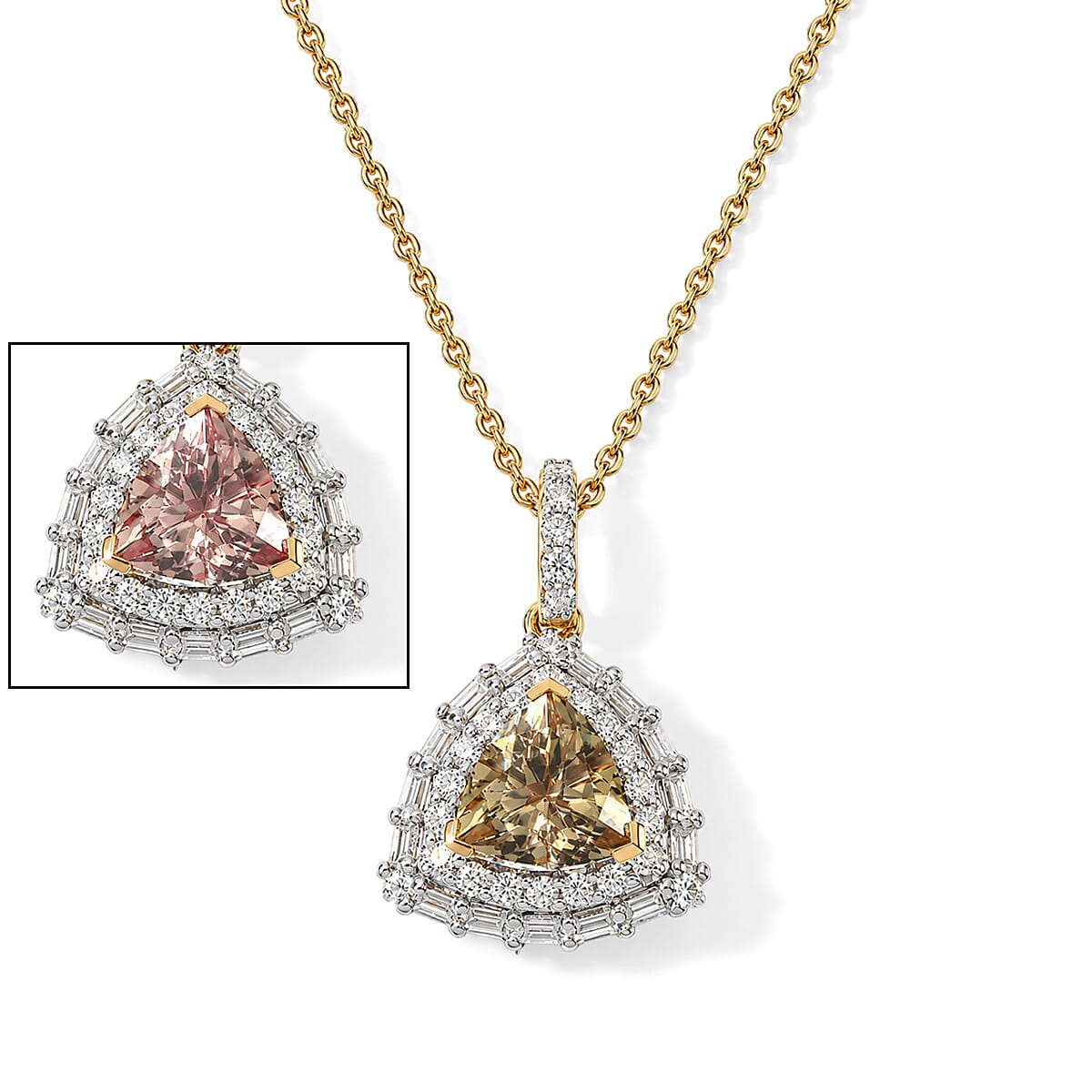 Certified and Appraised D'Joy Premium Turkizite and Moissanite 2.00 ctw Pendant Necklace (20 Inches) in 18K Vermeil Yellow Gold Over Sterling Silver