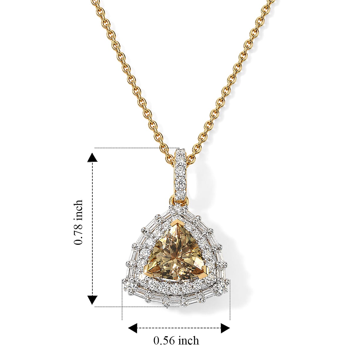 Certified and Appraised D'Joy Premium Turkizite and Moissanite 2.00 ctw Pendant Necklace (20 Inches) in 18K Vermeil Yellow Gold Over Sterling Silver