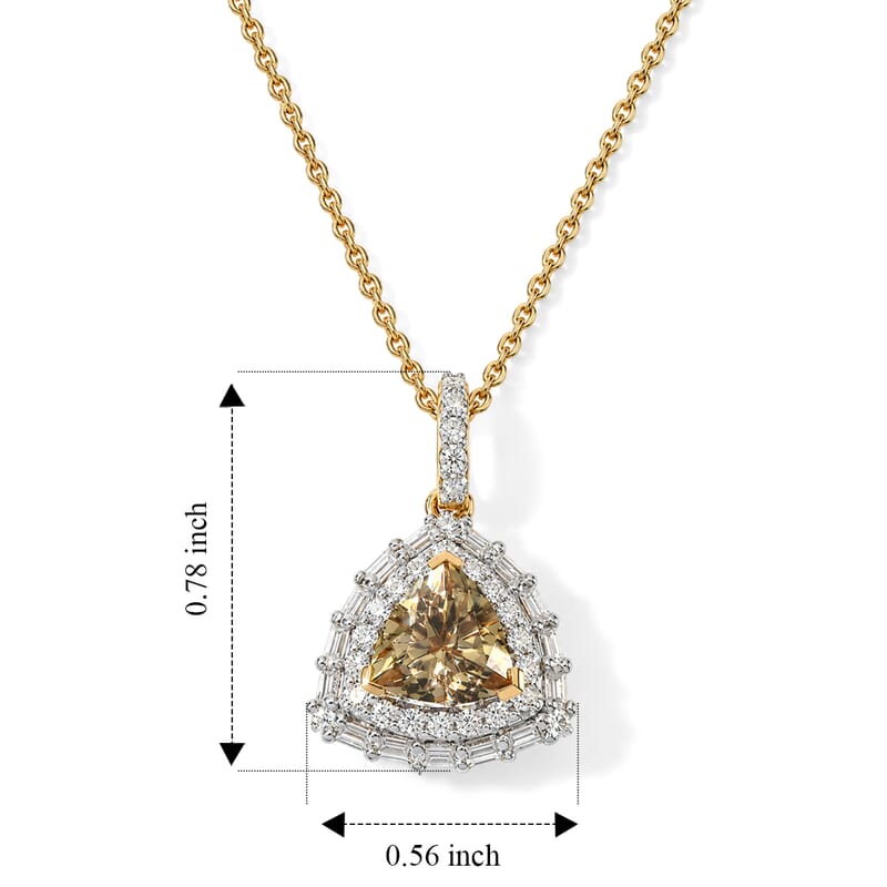 Certified and Appraised D'Joy Premium Turkizite and Moissanite 2.00 ctw Pendant Necklace (20 Inches) in 18K Vermeil Yellow Gold Over Sterling Silver
