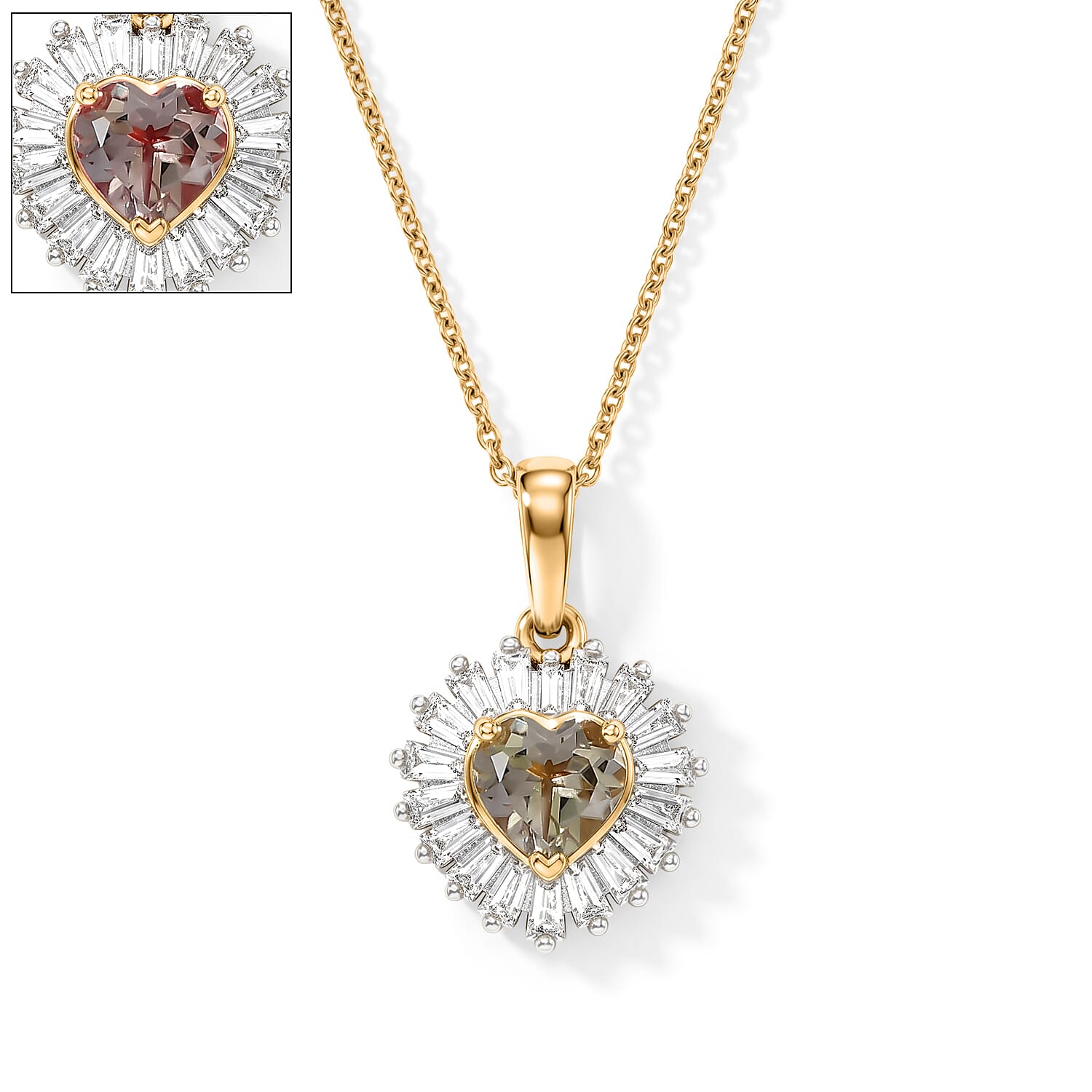D'Joy AAA Turkizite and Moissanite 1.50 ctw Pendant Necklace in 18K Vermeil Yellow Gold Over Sterling Silver 20 Inches