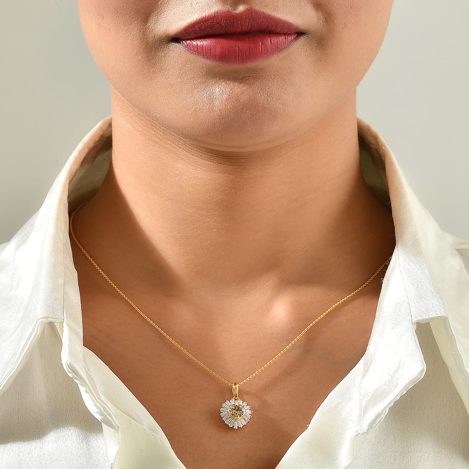 D'Joy AAA Turkizite and Moissanite 1.50 ctw Pendant Necklace in 18K Vermeil Yellow Gold Over Sterling Silver 20 Inches