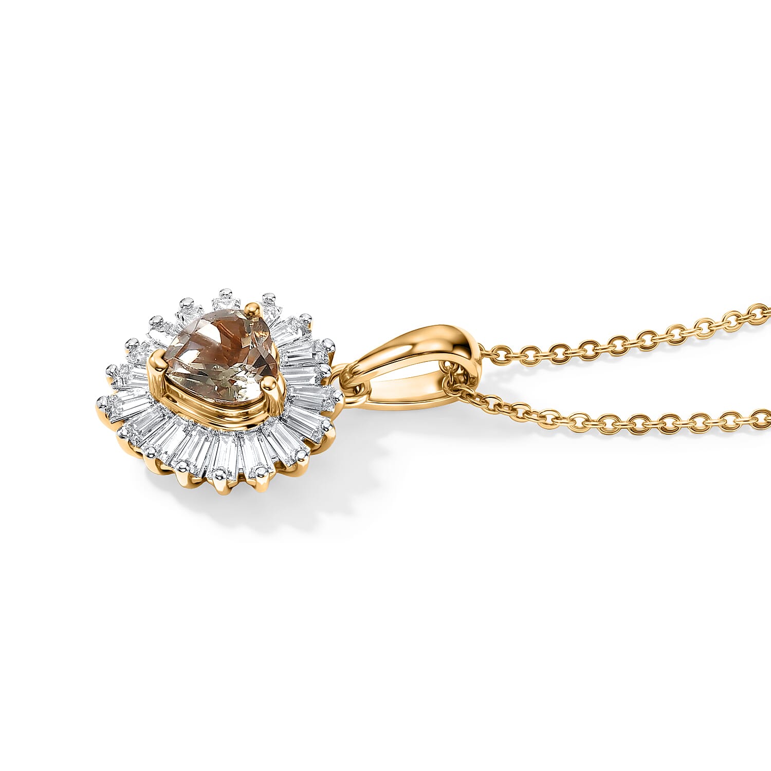 D'Joy AAA Turkizite and Moissanite 1.50 ctw Pendant Necklace in 18K Vermeil Yellow Gold Over Sterling Silver 20 Inches